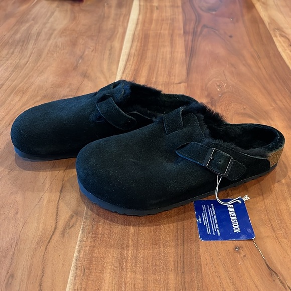 Birkenstock Boston Shearling Suede Leather - Black - Picture 7 of 10